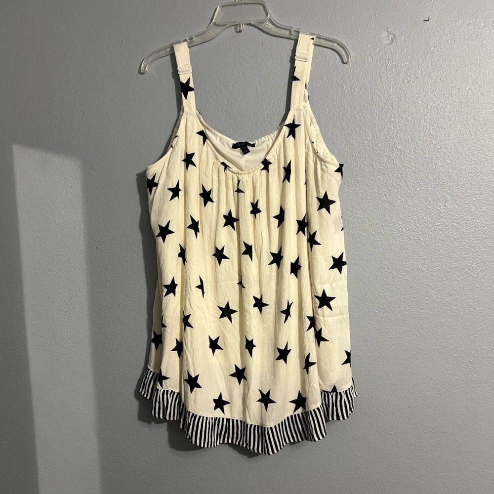 Lane Bryant Star  Swing Tank Black & Ivory Size 24 Lined blouse top Shirt